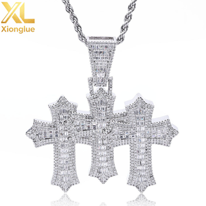 Colgantes de Cruz para Collar, Chapados en Oro, de Latón con Circonita Cúbica, Joyería de Moda Hip Hop, Venta al por Mayor, Personalizados - Product Image 2