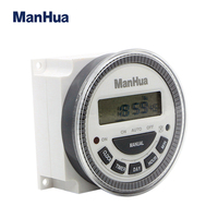 Manhua MT619 220VAC 12VDC Timer Digital Terprogram Bertenaga Baterai dengan 17 Operasi Nyala/Mati 1-168 Jam
