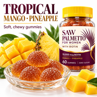 Gummies de Palmier Nain à Marque Blanche Saveur Mangue-Ananas avec Biotine pour Complément Quotidien de Bien-être OEM ODM