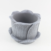 Pot de fleurs moderne fait main en ciment gris écologique pour plantes aquatiques et lotus, idéal pour salon et jardin (à poser au sol)