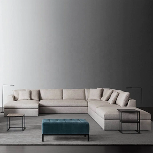Ensemble de canapés modulaires modernes en tissu mousse confortable, design carré, pour appartement, hôtel, villa, salon - Product Image 4