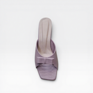 Trendy Purple Lavender Square Toe Mule High Heel Sandals <b>Bow</b> Accent Slip on Anti-Slip Lightweight Casual Party Wedding Footwear - Product Image 2