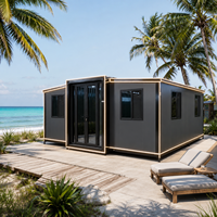 Maison conteneur de luxe extensible 20FT 40FT, préfabriquée et modulaire, avec éclairage LED, pour villas de vacances et stations balnéaires