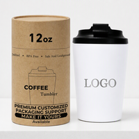 Tasses à café de style urbain 8oz 12oz, en acier inoxydable à double paroi isolé, blanches, avec tapis antidérapant, logo personnalisable