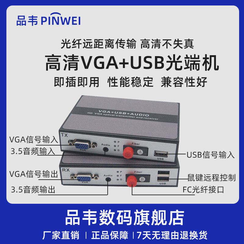 Émetteur-récepteur optique VGA+USB, fibre unique monomode FC 1 paire