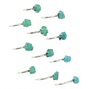 Turquoise Gemstone <b>925</b> <b>Silver</b> <b>Rings</b> Prong Setting Bohemia Style Everyday Wear Unisex Jewelry - Product Image 1