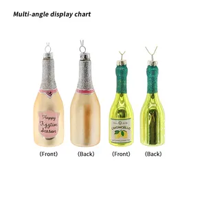 Zhengtian Wholesale Christmas Hanging Deco Wine Bottle Shape Glass Blown Pendant Ornaments Christmas Tree Decorations Supplies