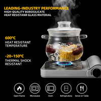 Casserole en verre borosilicate 2500 ml / 84,5 oz, pot à mijoter en verre transparent avec couvercle pour pâtes, nouilles, bouillie, dîner en famille, maison