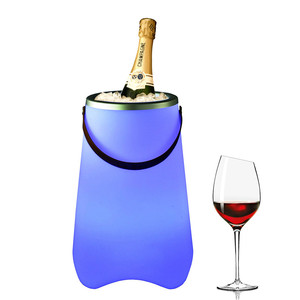 luminous rechargeable champagne led wine cooler/plastic led lighted ice bucket serving tray portable outdoor lantern speaker