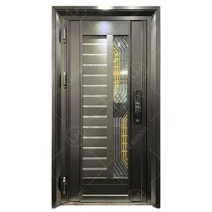 王国の家の装飾のセキュリティモダンなシングルエントリーメインフロントエントランス304ステンレス鋼ドアデザイン