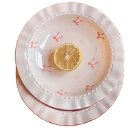 Assiette creuse en céramique avec nœud décoratif, résistante aux hautes températures, sous glaçure, vaisselle de petit-déjeuner pour la maison