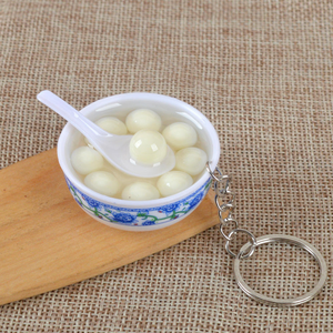 Modelo <span class=keywords><strong>de</strong></span> comida colgante resina comida llavero tazón 4cm modelo Tangyuan fideos comida bolsa decoración encanto colgante llavero juguete para niños - Product Image 6