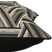Luxe noir or jeter oreiller couvre géométrique rayure décoration de la maison taies d'oreiller 50*50 nouvelle housse de coussin canapé chambre bureau