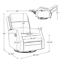 Fauteuil inclinable moderne en cuir véritable avec fonction pivotante et bascule, structure en bois - Fauteuil de salon ou de chambre d'enfant