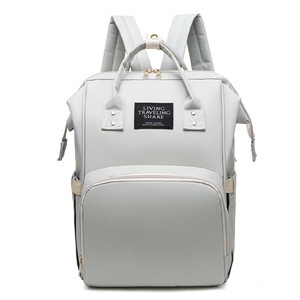 Water Resistant PU Backpack Light Gray Zipper Soft Handle Travel Casual Women's Wholesale - Product Image 1