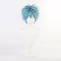 Perruque de cosplay Ainizi de 30 cm, cheveux courts bleu clair, personnage de Kawata Soya, inspirée de Tokyo Revengers
