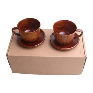 Factory Wholesale <b>Creative</b> Jujube Wood Custom Logo Back to School 270ml Coffee Cup Saucer Set - Product Image 4