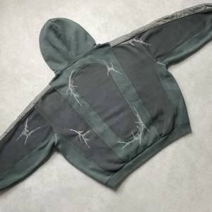 Sudaderas con capucha de peso pesado personalizado bordado su propio logotipo hombres ácido lavado diamantes de imitación sudaderas con capucha - Product Image 2