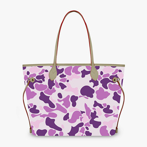 Nouveau <span class=keywords><strong>Sac</strong></span> à Main de Shopping <span class=keywords><strong>Rose</strong></span> Camouflage Personnalisé en Cuir PU avec Fermeture Éclair, <span class=keywords><strong>Sac</strong></span> à Bandoulière et Pochette, <span class=keywords><strong>Sac</strong></span> Fourre-Tout Camouflage Nuage Polynésien pour la Vente en Gros - Product Image 3