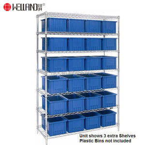 Nsf מאושרת רמות 800lbs מתכווננת כבד מחסן כרום תיל מדף למכירה - Product Image 5