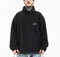 Sweat-shirt à capuche zippé 1/4 pour homme, personnalisé, de haute qualité, en polaire, coupe oversize, brodé, collection automne