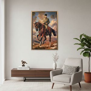 Elegant Ataturk Riding Horse Art-Art Deco Panel Printed <b>Canvas</b> Wall Decor Clear <b>Framed</b> Hanging - Product Image 3