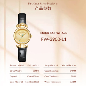 Montre à quartz pour femme de luxe, boîtier fin de 8 mm, bracelet en cuir véritable, design rétro, résistante à l'eau 3ATM - Product Image 6