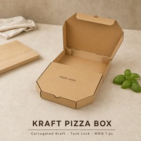 Boîte à pizza ondulée personnalisée avec impression pour restaurant, emballage alimentaire en kraft à coins coupés, fermeture à clip, vente en gros, directement de l'usine