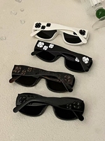 时尚女式 3D 山茶花太阳镜 UV400 防紫外线时尚眼镜 时尚街头眼镜 Gafas De Sol De Camelia