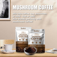Label Pravate Café en grains d'origine colombienne Mélange de 10 champignons avec crinière de lion et café aux champignons Cordyceps