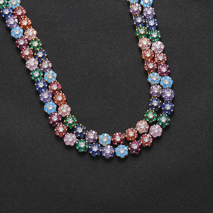Collar de Cadena BC223 de 9mm con Circonitas de Colores para Mujer, Joyería de Moda, Forma de Flor, Color Brillante, Estilo Tenis - Product Image 3