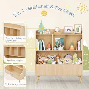 Étagère pour enfants, stockage de livres et jouets pour bébés, présentoir pour la maison, étagère en bois moderne - Product Image 4