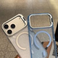 Coque de téléphone magnétique à paillettes pour iPhone 18 Pro Max avec béquille et protection antichoc pour iPhone 17 16 Pro Max LZ336