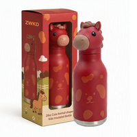 Botella de Agua Infantil de Acero Inoxidable 304 con Recubrimiento de Cobre, 20 oz, con Pajita de Animales, Antiderrames, Libre de BPA, Regalo Personalizado con Logotipo OEM
