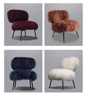 Chaise en laine de mouton de luxe élégante - Siège de détente pour salon