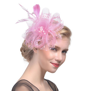 Luxe plume cheveux accessoires Vintage voile mariée Fascinator chapeau pour fête de mariage course jour événements en gros - Product Image 1