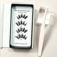 Demi-bande de cils pré-encollés effet œil de poupée, bande transparente légère, cils prêts à poser, marque privée, vente en gros Europe, Royaume-Uni, France