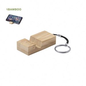 Wholesale OEM Eco-friendly Bamboo <b>Keychain</b> Holder Smartphone Keyring Promotional Logo Branding Embossing Printing for - Product Image 5