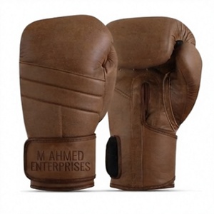 Guantes de Boxeo de Cuero Marrón Originales para Entrenamiento de Artes Marciales y Práctica de Combate - Product Image 1