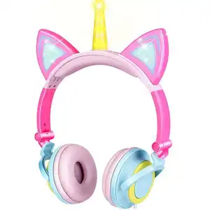 独角兽时尚卡通耳机儿童耳机有线儿童女孩圣诞礼物