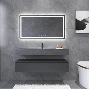 Western Style Colorful Bathroom Cabinet Unique Modern Design LED Mirror Vanity Set