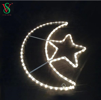 Decoración de Ramadán con motivo 2D, luna creciente iluminada con luz LED de cuerda