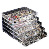 Boîte de rangement moderne en acrylique transparent à 5 tiroirs pour bijoux, 120 compartiments, présentoir transparent, boîtes cadeaux pour femmes et filles