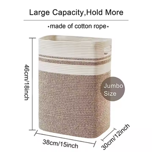 <span class=keywords><strong>2025</strong></span> nóng bán vuông kích thước lớn dệt giặt Giỏ bông dây quần áo lưu trữ giỏ lưu trữ đồ chơi Giỏ - Product Image 6