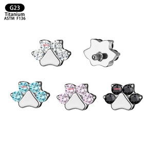 <span class=keywords><strong>Piercing</strong></span> pour l'oreille en forme de patte de chat F136 en alliage de titane avec incrustation de zircon pour <span class=keywords><strong>piercing</strong></span> du pont de l'oreille - Product Image 5