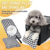 Siège de voiture rectangulaire de luxe en peluche pour animaux de compagnie, repose-bras portable pour chien, siège à carreaux pour petit chien avec coussin et ceinture de sécurité, sac de transport pour animaux de compagnie