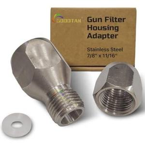 GOODTAN 164120 Adaptador de Carcasa de Filtro de Punta Plana de Acero Inoxidable de 7/8 a 11/16 para Pistola de Pintura sin Aire - Product Image 1