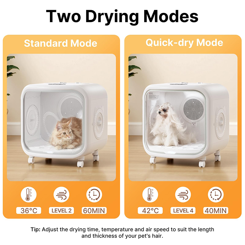 Cute Smart Automatic Pet Hair Drying Machine 75L Professional Hair Dryer Box for Cats Small Dogs - C