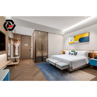 Muebles Modernos y Sencillos para Hoteles Urbanos de 5 Estrellas, Juego Completo de Muebles para Dormitorio de Huéspedes con Ventana de Piso a Techo