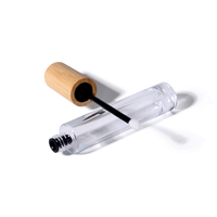 Tube de brillant à lèvres transparent et luxueux avec applicateur et couvercle en bambou, tube vide pour gloss à lèvres, base de gloss à lèvres